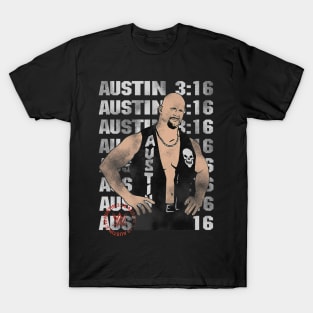 Stone Cold Steve Austin Text Stack T-Shirt